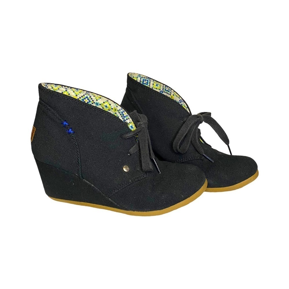 MAD LOVE | Black Canvas Wedge Ankle Boots Size 5/6​​